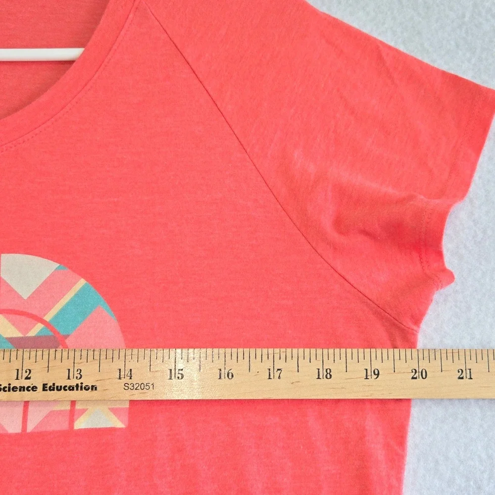 The North Face Womens Slim Fit T-Shirt Coral Heather Logo Graphic Tee Large L/G - Picture 4 of 7